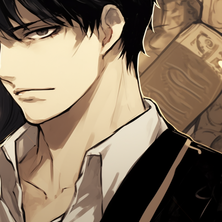 Lady K and the Sick Man, intense gazes, in a luxurious room, with views of the financial district behind them. lady k and the sick man matching pfp finance pfp for discord.