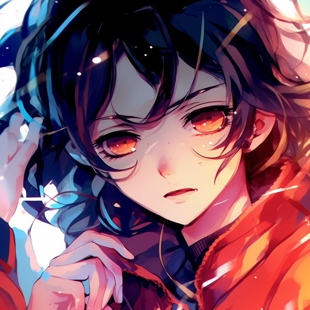 A full view of an enchanting magic girl, with a focus on her vivid outfit and sparkling aura. unique manga anime pfp ideas pfp for discord.