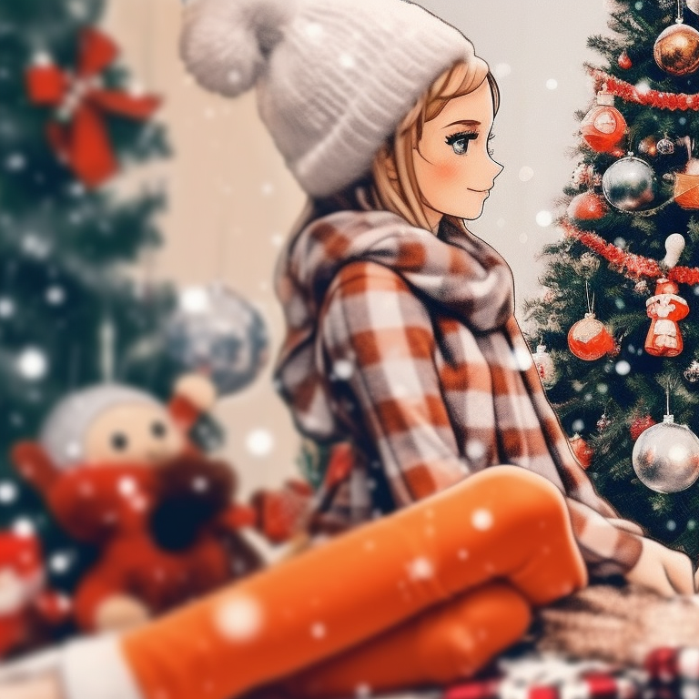 Two characters in a snowy backdrop, serene expressions, soft light and muted colors. essential matching preppy christmas pfp for the season pfp for discord.