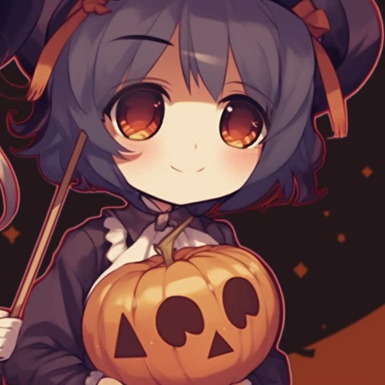 Two girls in twilight lighting, sporting Halloween-themed accessories with cool and soft colors. cute girl anime halloween matching pfp pfp for discord.
