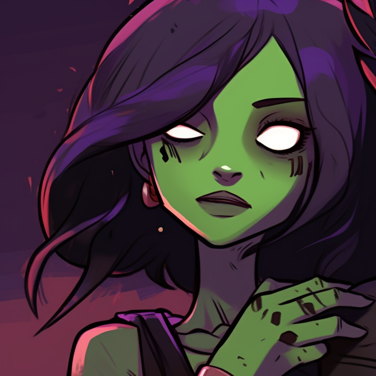 Beastboy and Raven against a full moon, stressing Halloween elements. cartoon pfp beastboy and raven halloween pattern pfp for discord.