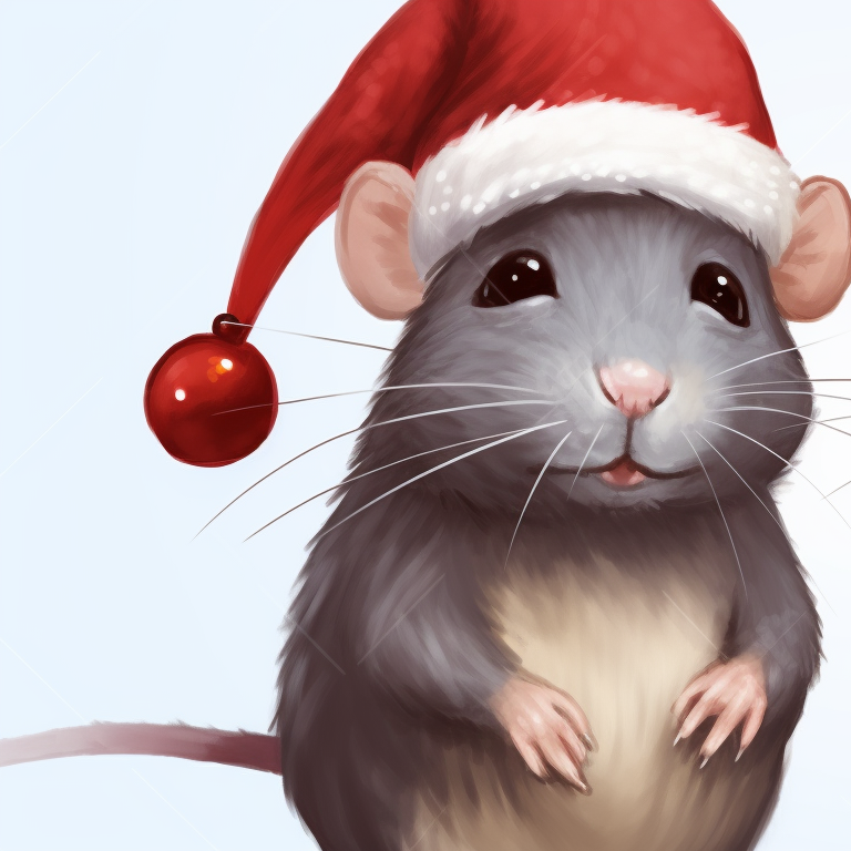 Two characters sharing a cheese piece, holiday elements in the background. festive rodent matching christmas rat pfp pfp for discord.