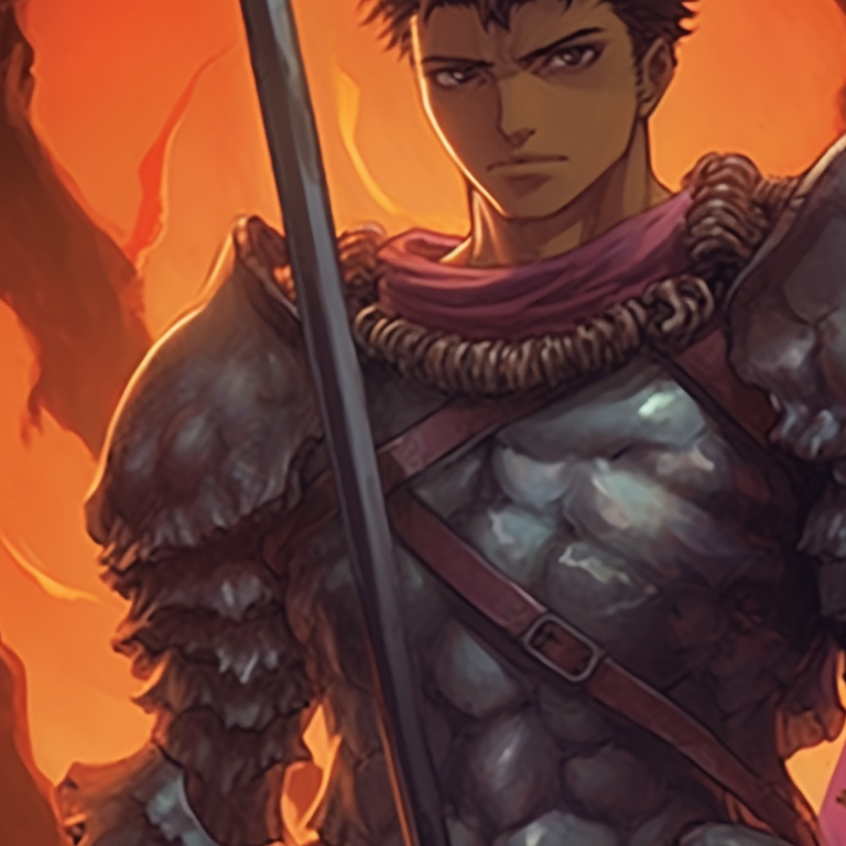 Two characters in intense battle poses with an eerie background, detailed with gothic art berserk halloween theme pfps collection pfp for discord.