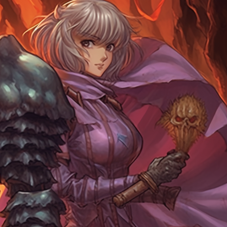 Two characters in intense battle poses with an eerie background, detailed with gothic art berserk halloween theme pfps collection pfp for discord.