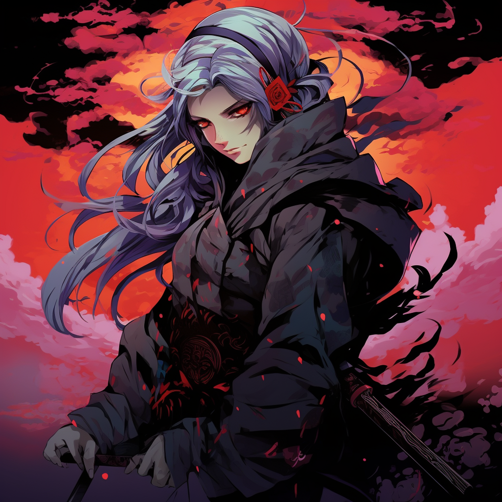 The eyes of the samurai filled with mystery and depth, enhanced by the use of shadows and lights. aesthetic badass anime pfp