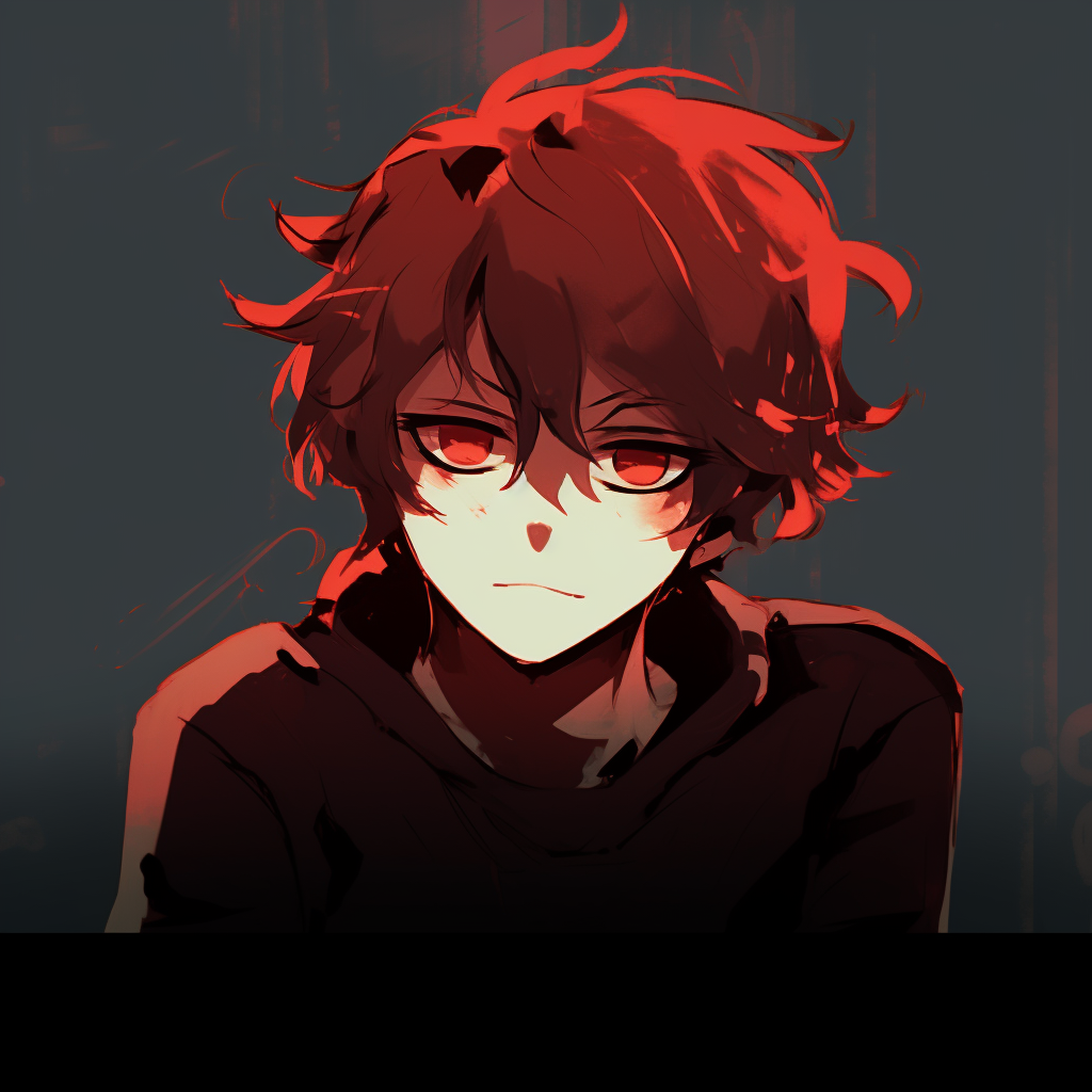 Reflective anime boy with intricate details and soft lighting. crazy anime pfp boy illustration pfp for discord.