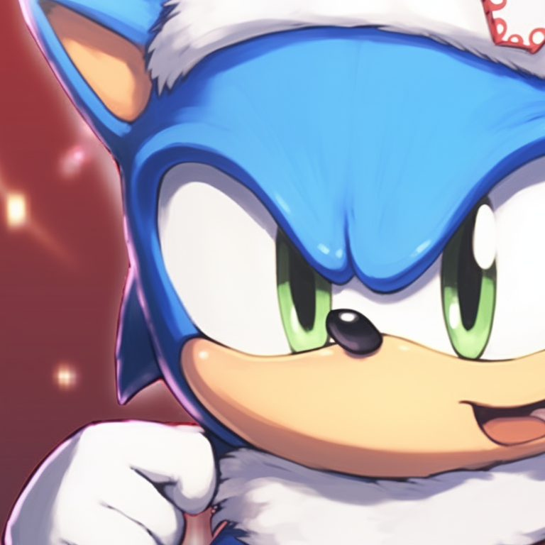 Two characters, clad in Santa outfits with Sonic's signature spikes, in a playful pose. loved matching christmas sonic pfp pfp for discord.