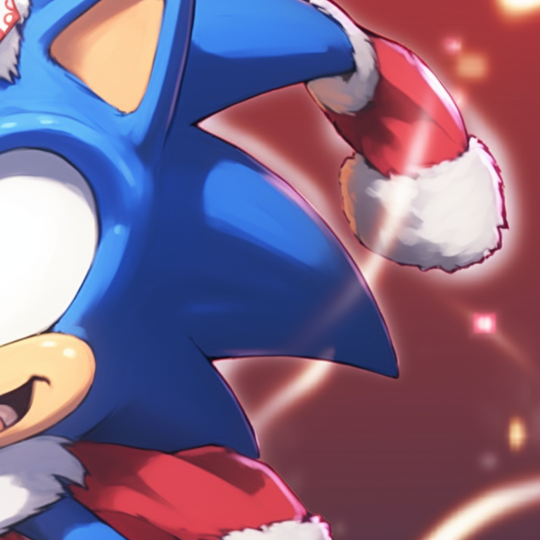 Two characters, clad in Santa outfits with Sonic's signature spikes, in a playful pose. loved matching christmas sonic pfp pfp for discord.