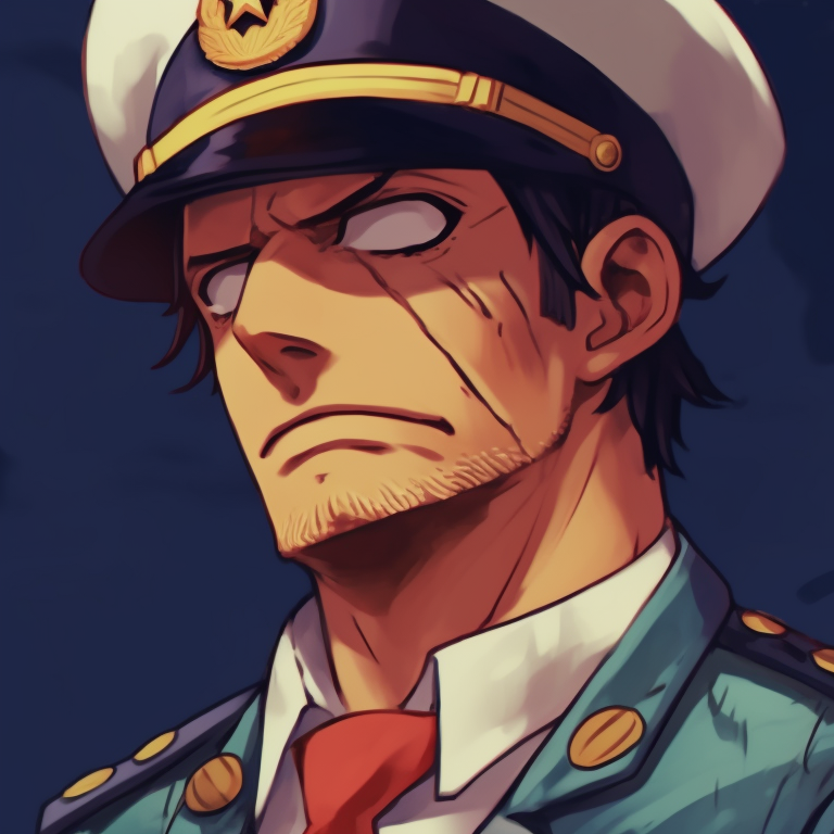 Two marine characters, uniformed attire and stern expressions, standing side by side. one piece matching pfp trends pfp for discord.