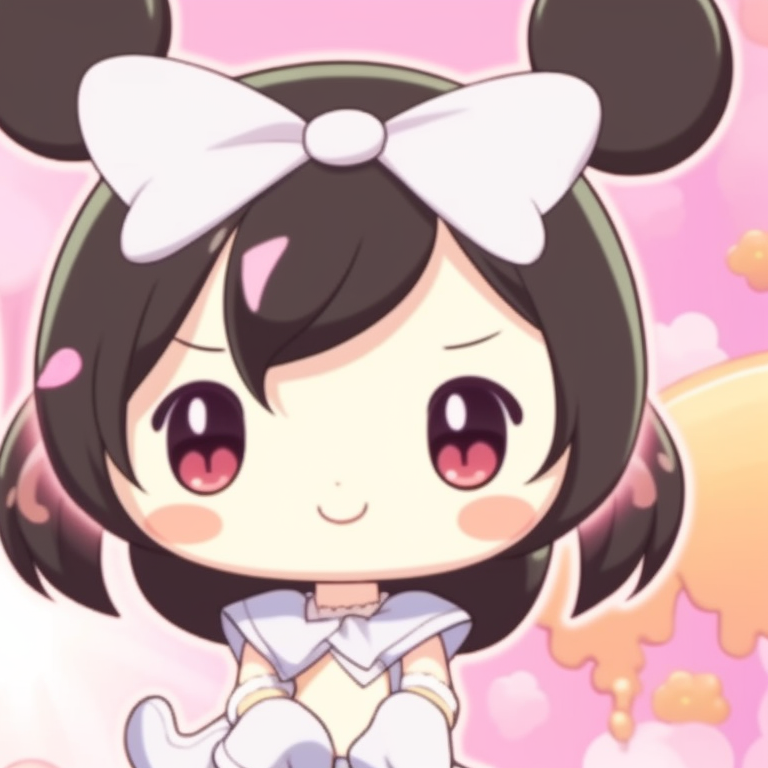 Close-up of My Melody and Kuromi, contrasting colors, sharing an ice cream. perfect my melody and kuromi matching profile pictures pfp for discord.