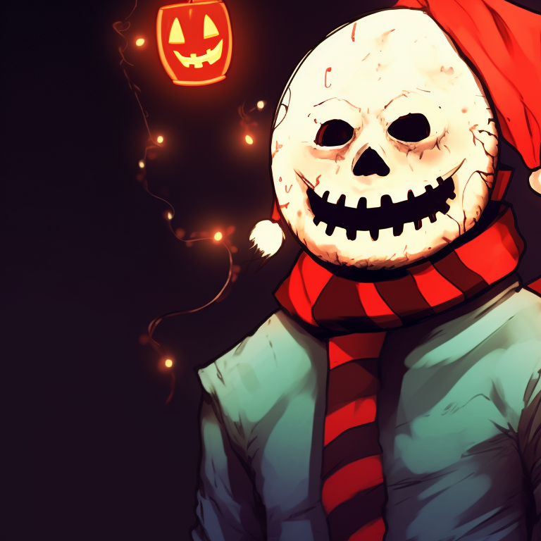 Two depictions of Michael Myers puzzling over Christmas gift boxes, with muted tones and a suspenseful atmosphere laced with danger. christmas themed michael myers pfp pfp for discord.