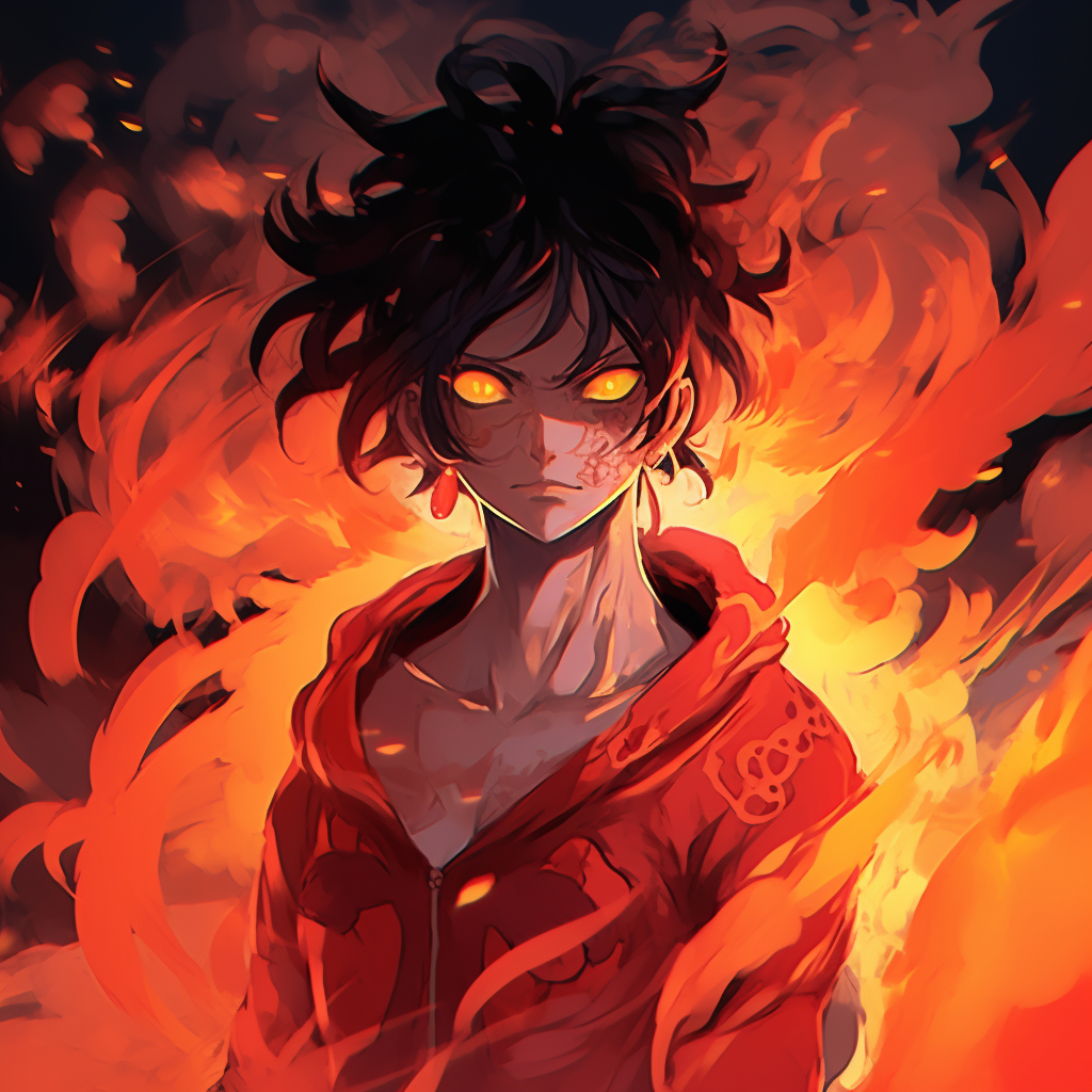 A mythical phoenix rising amidst a burst of flames, featuring bold outlines and vivid colors. general fire pfp