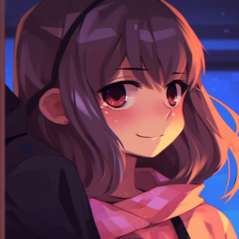 Two characters playing, bold lines and bright, warm hues. cute anime couples matching pfp designs pfp for discord.