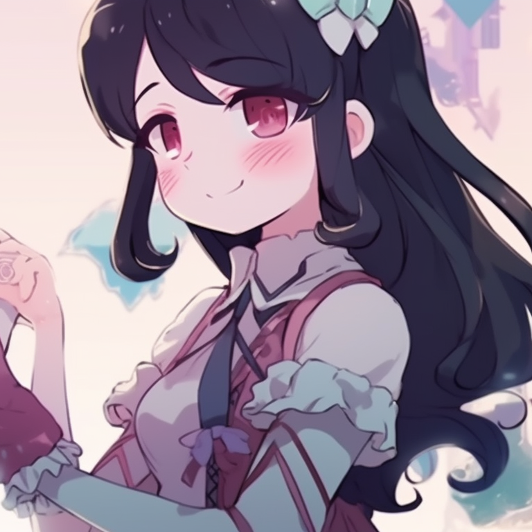 Four characters, warm orange and pink hues, with a dreamy sky in the background. girly matching pfp for 4 friends pfp for discord.