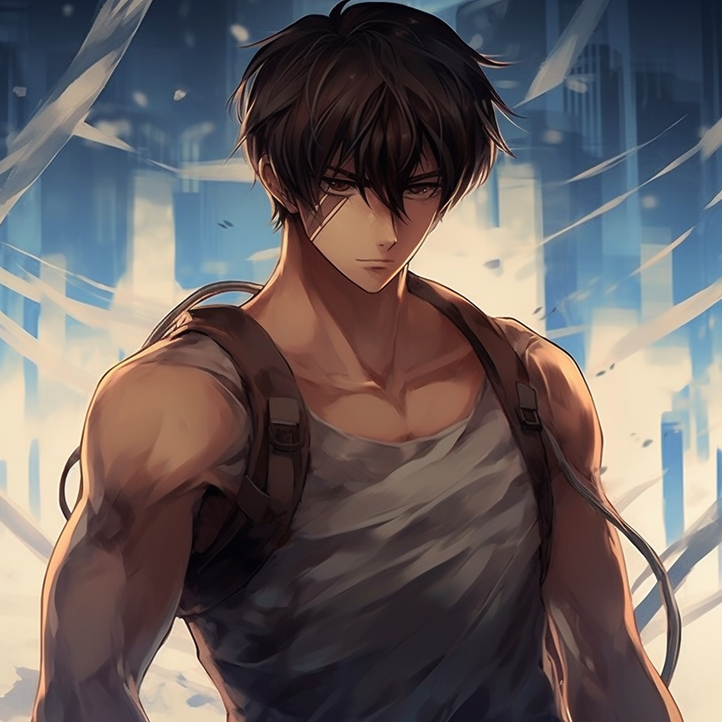 Details of Eren in his Titan form, attention to the uniqueness of its design and muscular structures. unique anime male pfp pfp for discord.