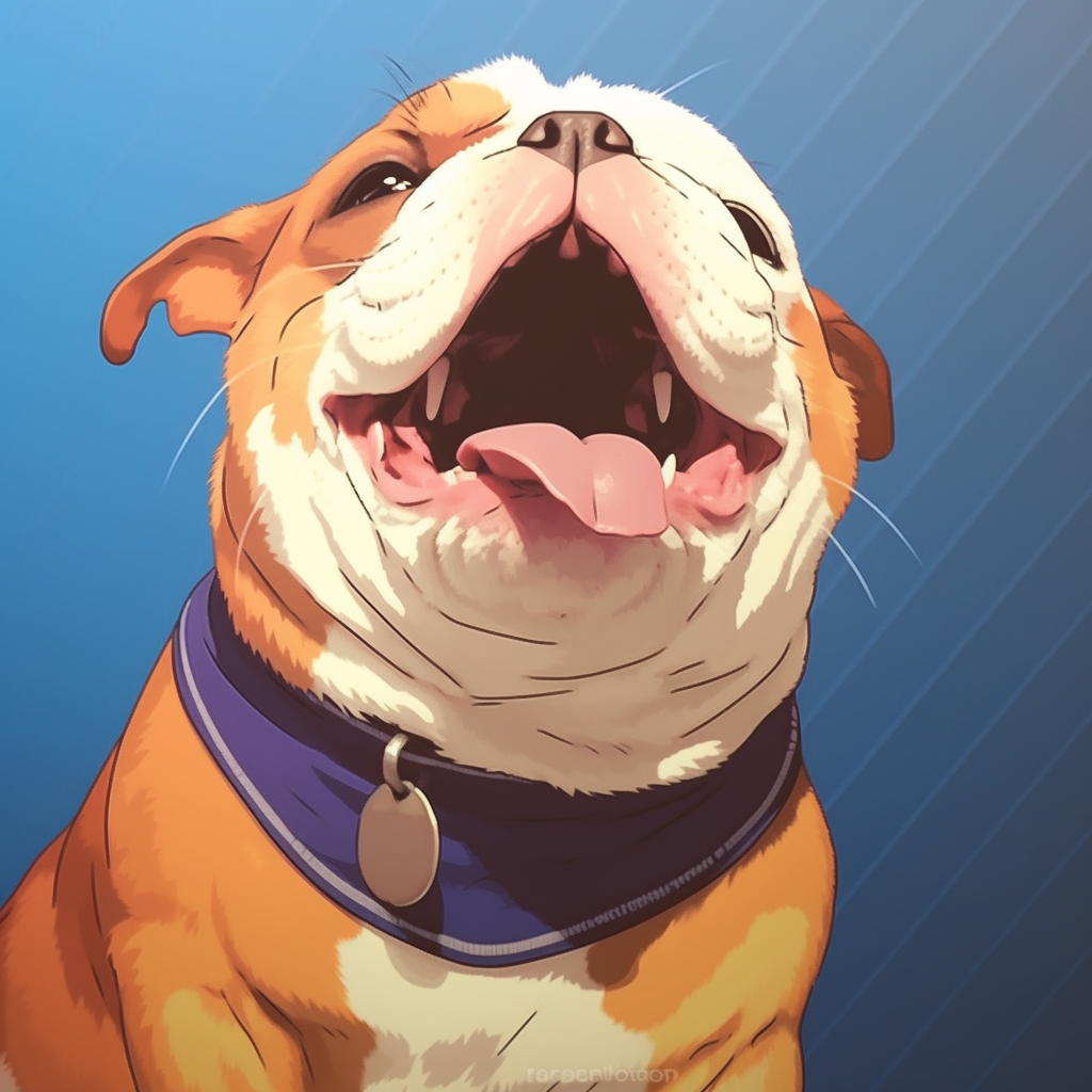 Artwork represents simple outlines of a poodle pulling a mocking face, using solid colors. hilarious dog pfp pfp for discord.