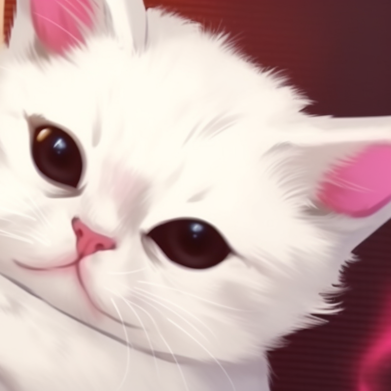 Two glowing anime cats, sparkling eyes and neon colors, staring at each other. cool matching pfp cat designs pfp for discord.