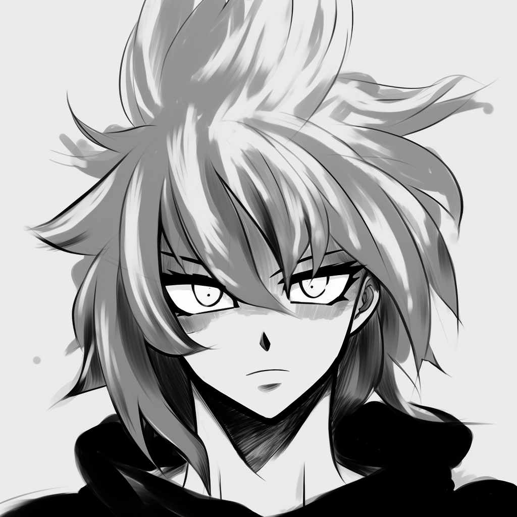 A thrilling profile picture of Super Saiyan Goku in black and white, highlighted by the bold and detailed hairstyle. favourite black and white anime pfp icons pfp for discord.