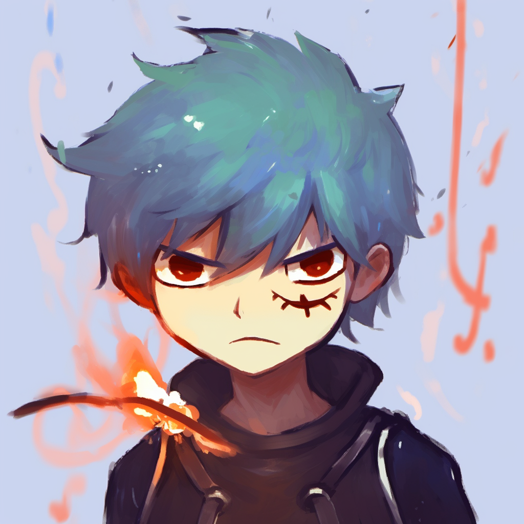 Close-up of Todoroki's face, displaying intense gaze, contrast between cool and warm colors. classic pfp for school pfp for discord.