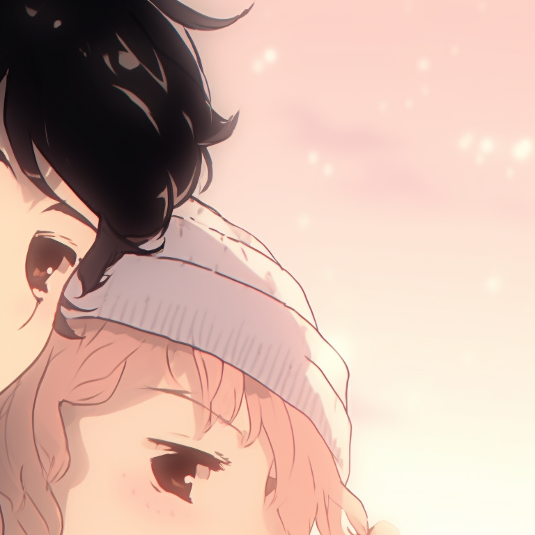 Characters with the glow of sunrise bouncing off their hair, mirror identities. instagram cute matching pfp for partners pfp for discord.