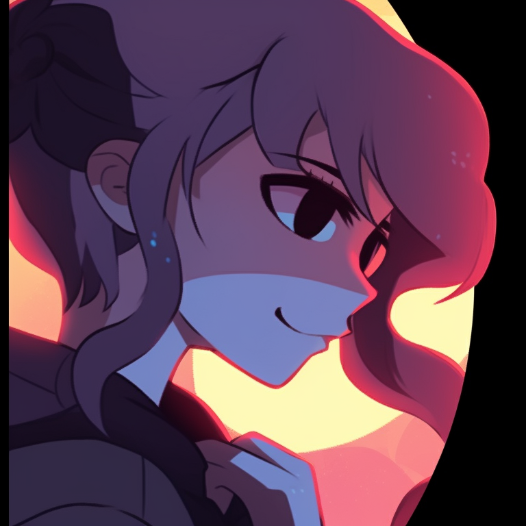 Two characters as dark silhouettes, strong contrast against a brightly colored background. matching pfp for couples favorite cartoons pfp for discord.