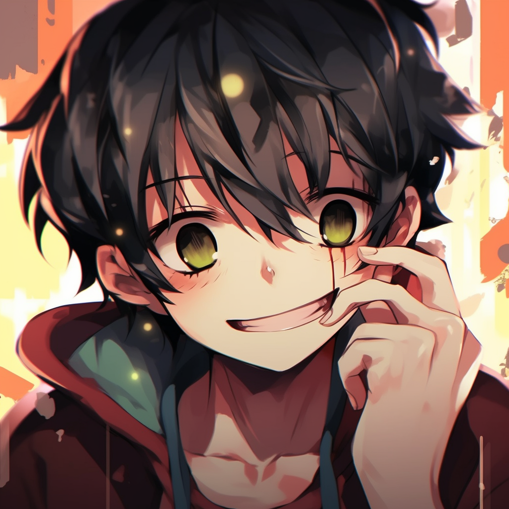 Luffy in his iconic straw hat, detailed texture and warm colors. classic anime male pfp pfp for discord.