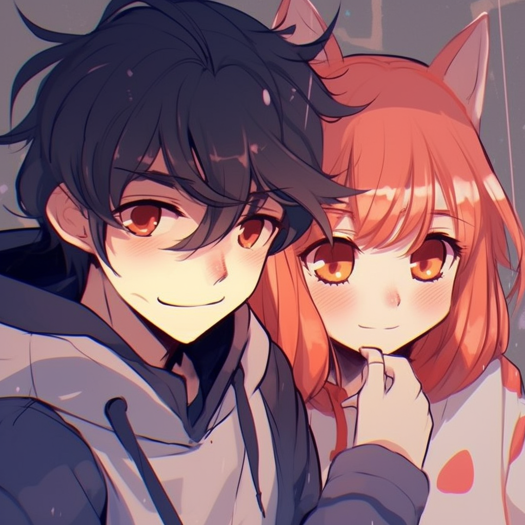 Dynamic pose of Ash and Misty ready for battle, high energy lines and striking colors. unique anime pfp couple creations pfp for discord.