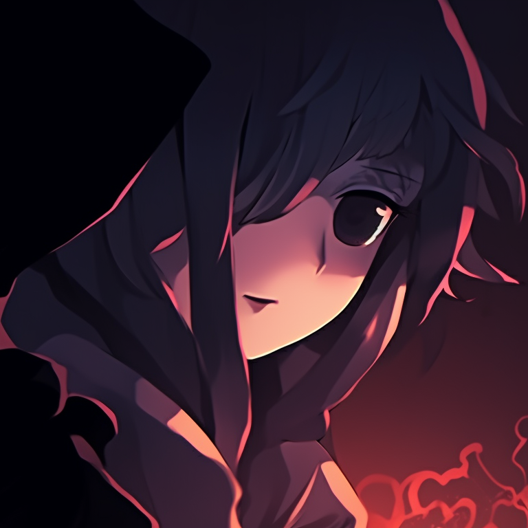 A close-up of two characters with expressive eyes glowing against a dark background. dark matching pfp halloween theme icons pfp for discord.