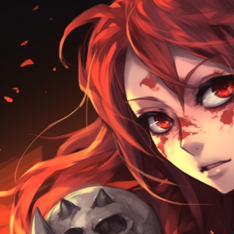 Two characters in Victorian gothic attire, moody lighting and heavy shadows. top matching pfp for couples in anime halloween theme pfp for discord.