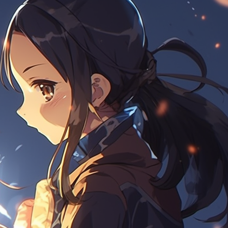 Two female characters in combat stances, dark background and explosive flashes of light. female best friends matching pfp pfp for discord.