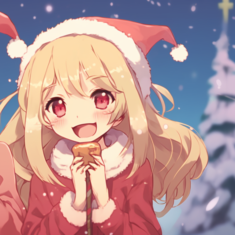 Two characters in tranquil pose, snow field backdrop, cool tones and winter clothing. whimsical matching gif christmas pfp pfp for discord.