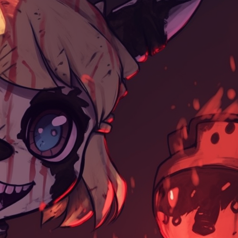 Two characters with a focus on sharp teeth and scary costumes, dark contrasting palette. awesome fnaf pfps to match pfp for discord.