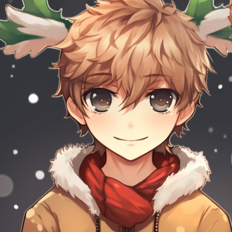 Two characters in Christmas outfits, rustic colors and soft shading. rustic matching christmas tiktok pfp pfp for discord.