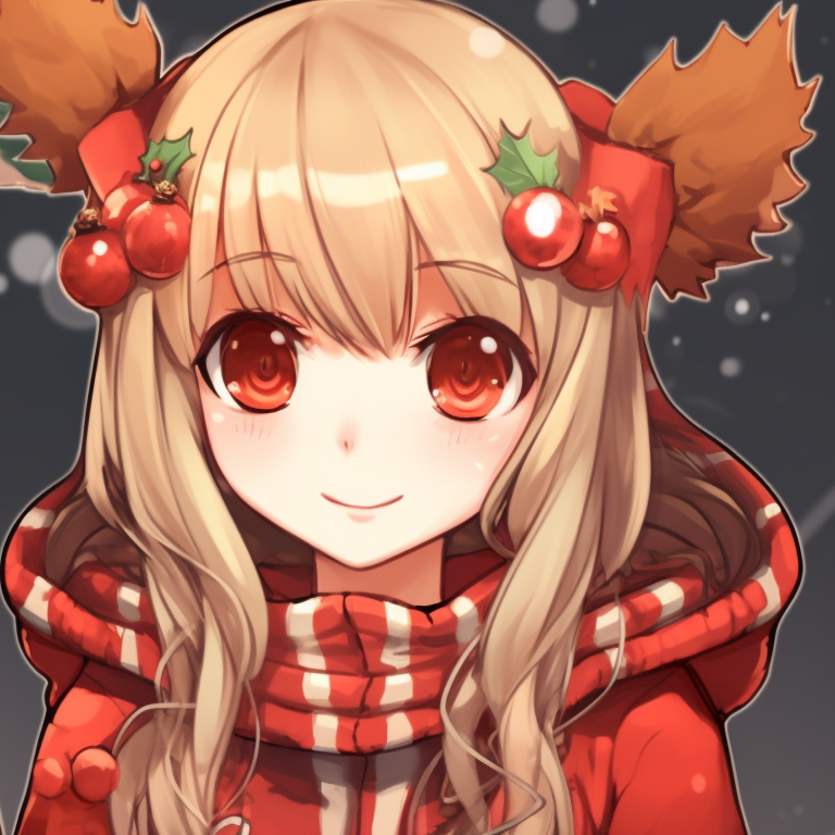 Two characters in Christmas outfits, rustic colors and soft shading. rustic matching christmas tiktok pfp pfp for discord.
