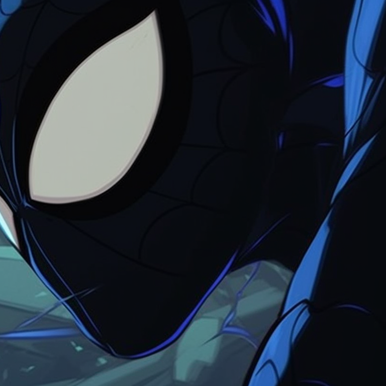 Peter Parker and Mary Jane in a tender moment, softer lines and pastel colors for a romantic mood. spiderman matching pfp fan art pfp for discord.