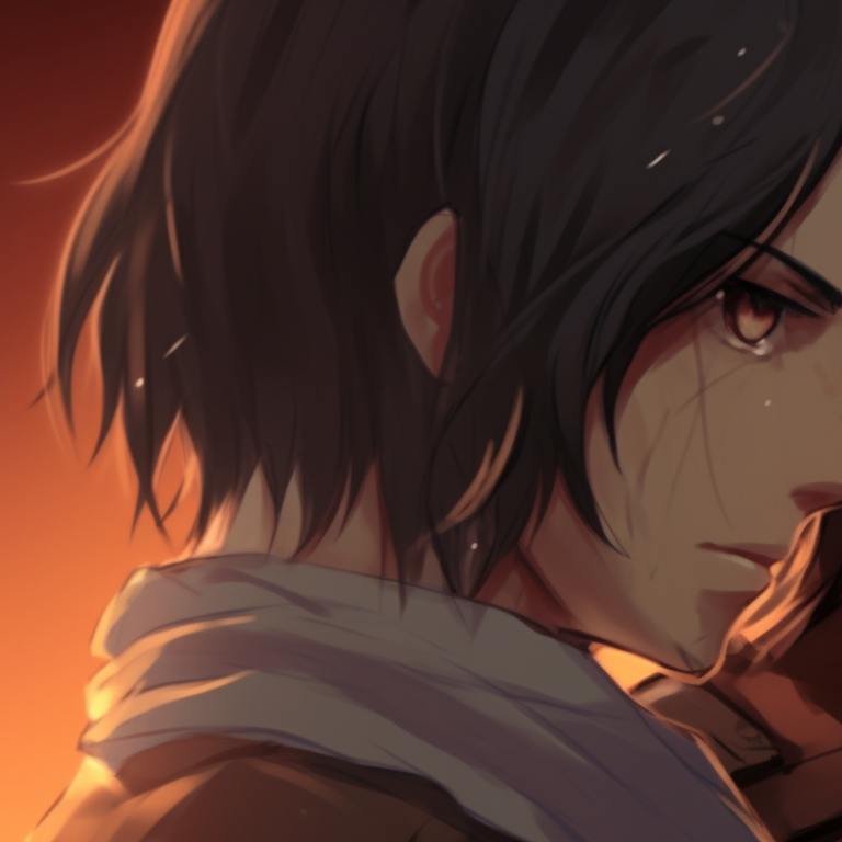 Two characters under a moonlit sky, deep eerie colors and haunted mood. unearth eren and mikasa matching pfp halloween theme ideas pfp for discord.