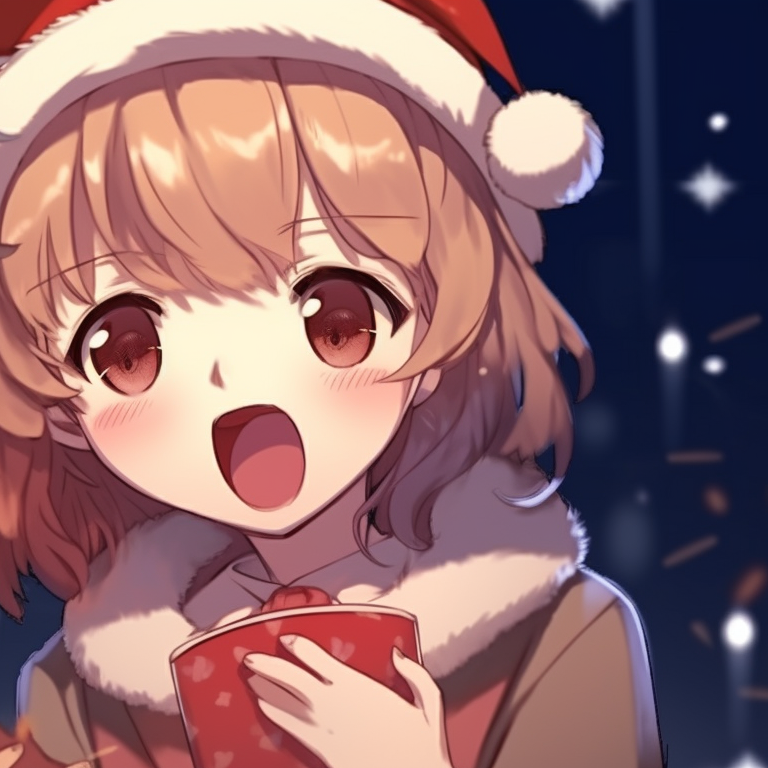 Two characters under a mistletoe, smooth lines and pastel colors, shy glances. adorable boys and girls matching christmas pfp pfp for discord.