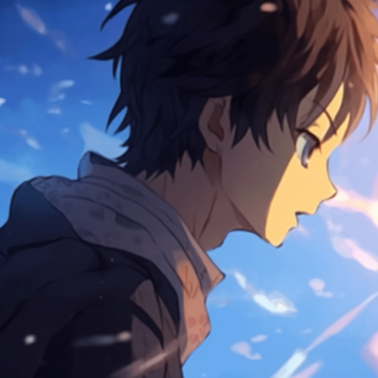 Two characters with ethereal glow, souls connected, eyes met. cool matching gif pfp pfp for discord.