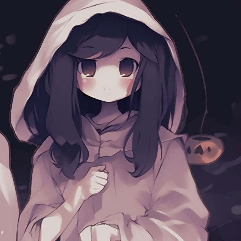 Two characters outlined against a moonlit sky, solid silhouettes with a monochromatic color scheme. matching halloween pfp with spooky elements pfp for discord.