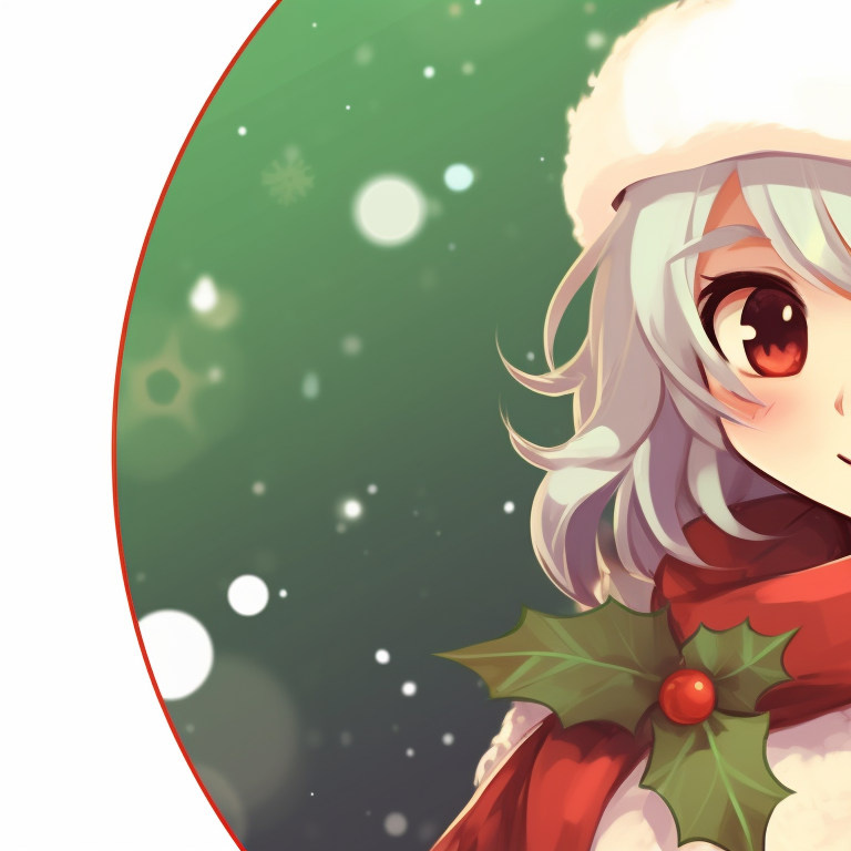 Two characters in Santa hats, soft shades of red and green, close-up. holiday inspired matching christmas discord server pfp pfp for discord.
