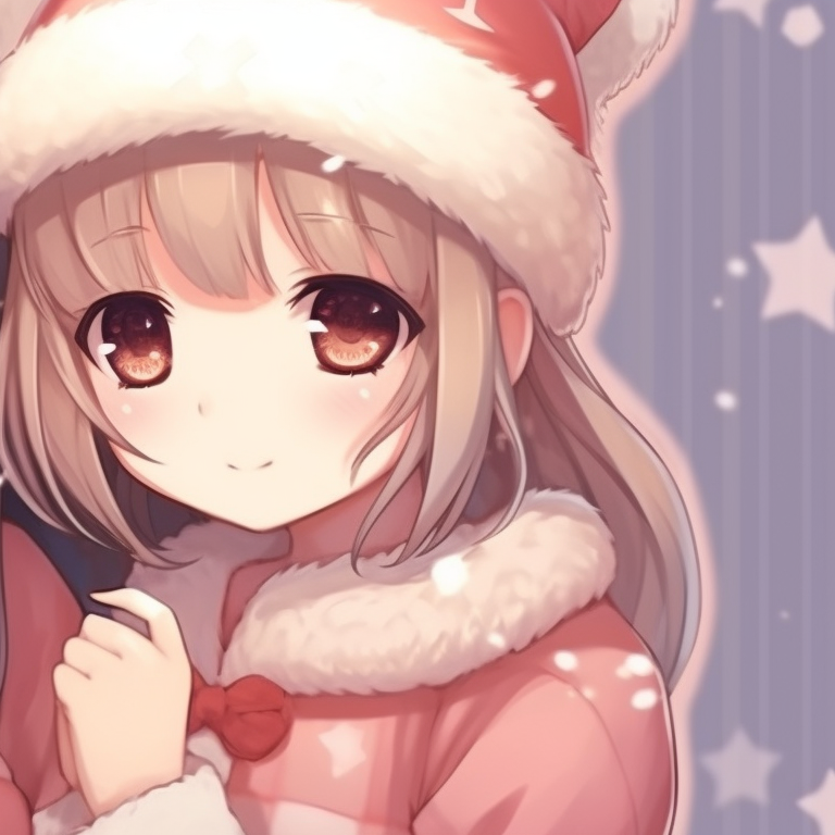Anime girls sitting by a Christmas tree, cozy lighting and warm colors. adorable matching anime girl christmas pfp ideas pfp for discord.