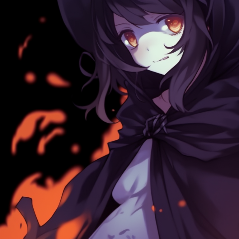 Two characters under a glowing moon, deep colors and Halloween elements. fresh couples matching pfp halloween theme designs pfp for discord.