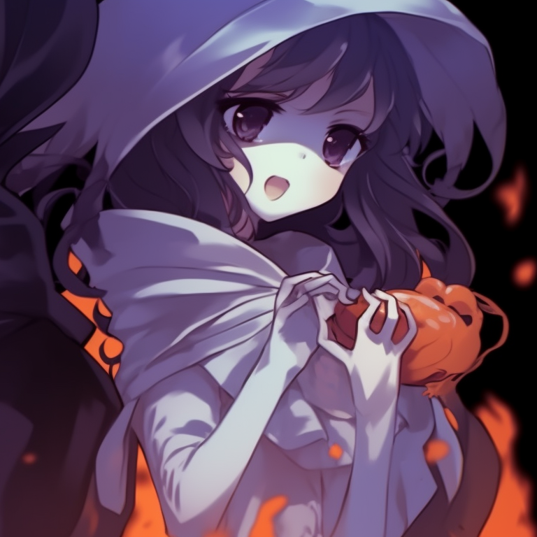 Two characters under a glowing moon, deep colors and Halloween elements. fresh couples matching pfp halloween theme designs pfp for discord.