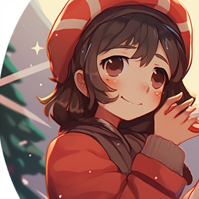 Two characters, soft colors, making a snowman together. iconic matching christmas pfp aesthetic pfp for discord.