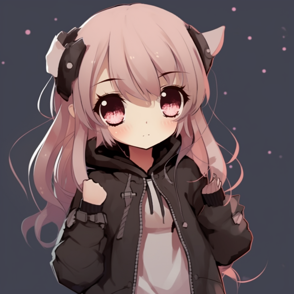 An adorable chibi Anime protagonist pose with soft lighting and pastel shading. anime pfp cute styles pfp for discord.