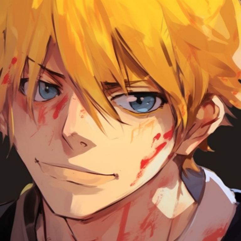 Kishibe and Quanxi, intense expressions, deep colors and fine character details, standing opposite each other manifesting rivalry. chainsaw man pfp for duo pfp for discord.