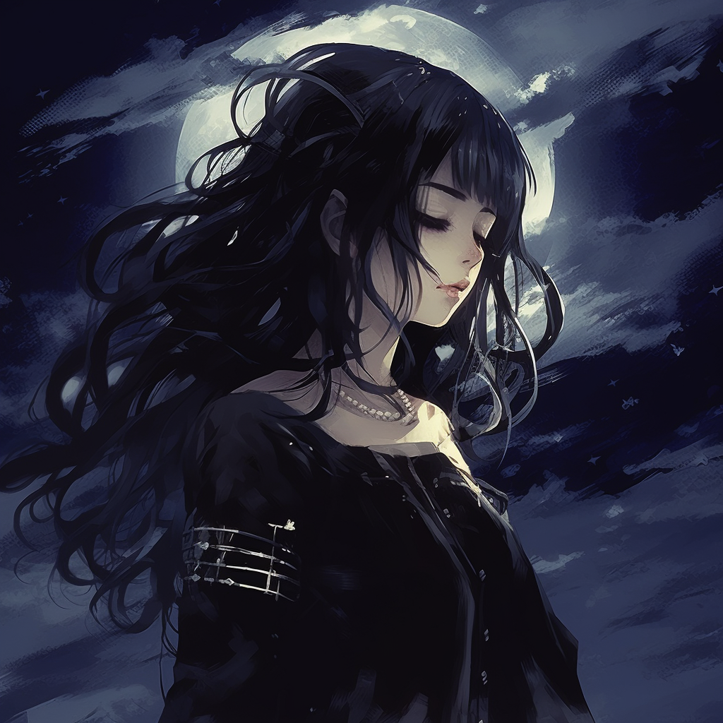 Anime character looking towards a solitary star, cool colors and smooth shading used to capture the night scene. melancholic pfp selections