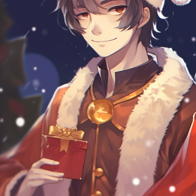 Two characters in soft hues, playing with snowflakes, background of falling snow. versatile christmas pfp for discord pfp for discord.