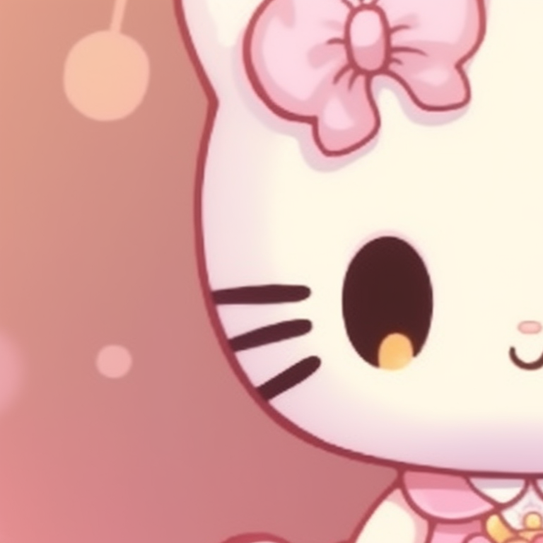 Close-up of two Hello Kitty characters, in soft and lively colors. matching hello kitty pfp for besties pfp for discord.