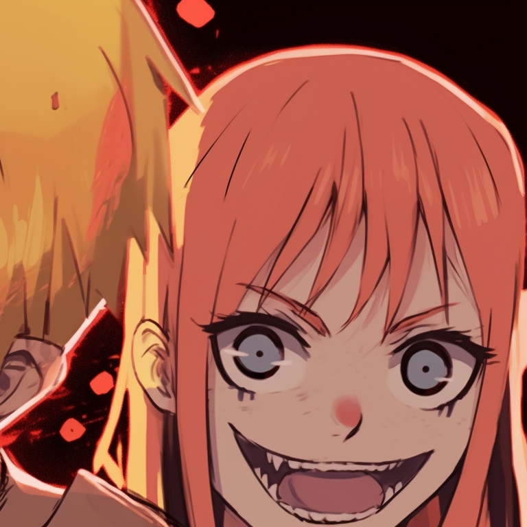 Angel Devil and Aki, simplistic art style, cool colors, and calm expressions, in a friendly discourse. chainsaw man pfp for duo pfp for discord.